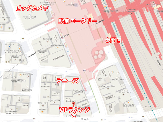 名古屋ＶＩＰラウンジ　案内なし地図
